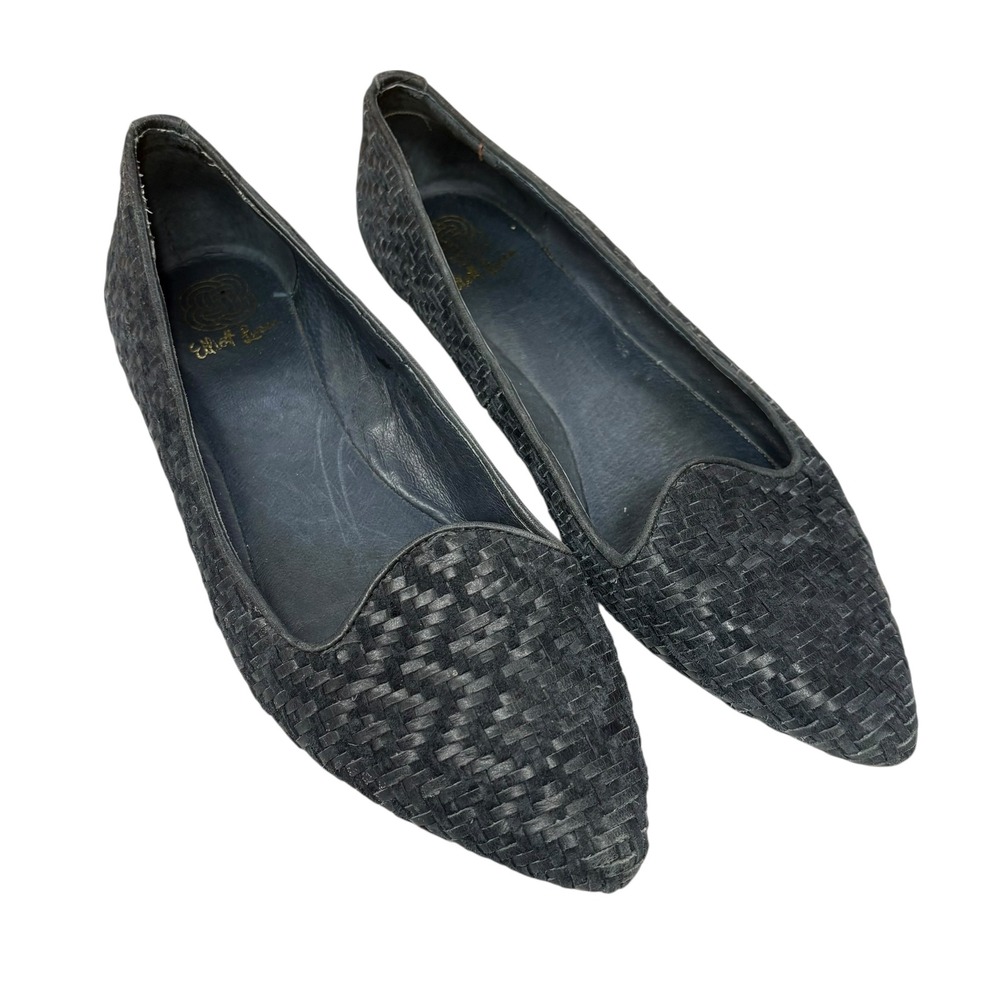 Elliot Lucca Women's Leather Loafers Woven Point Toe Slip Ons Comfort Shoes 9‎